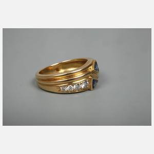 Damenring mit Saphiren und Brillanten