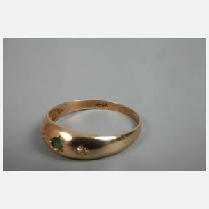 Damenring mit Smaragd und Diamanten