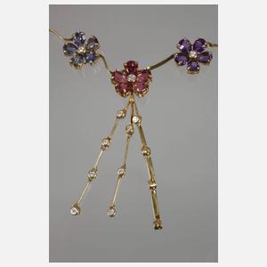 Collier mit Brillanten und Steinbesatz