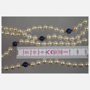 Lange Perlenkette mit Lapislazuli