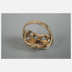 Damenring mit Diamant und Perlen