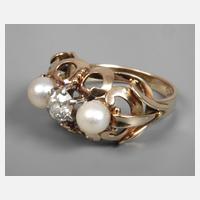Damenring mit Diamant und Perlen111