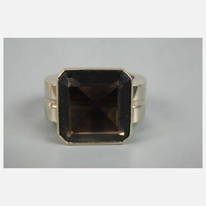 Massiver Herrenring mit Rauchquarz
