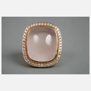 Damenring mit Rosenquarz und Brillanten