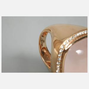 Damenring mit Rosenquarz und Brillanten