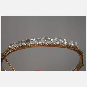 Armreif mit Mondsteinen und Diamanten