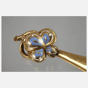 Blütenbrosche mit Emaille