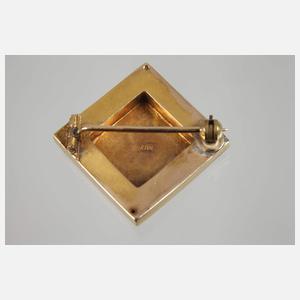 Feine Brosche mit Emaille und Perlen