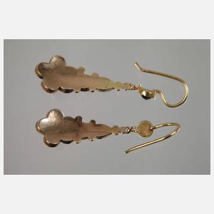 Paar Historismus-Ohrhänger mit Granaten