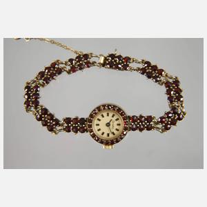 Damenarmbanduhr Aristo mit Granatbesatz