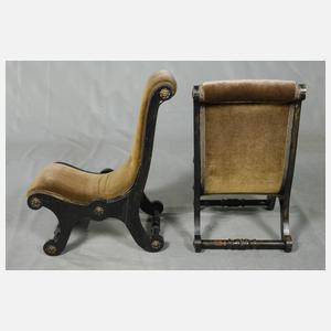 Paar viktorianische Slipper Chairs