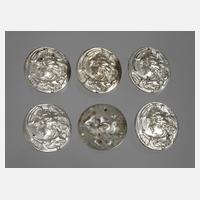 Silber sechs Knöpfe Jugendstil111