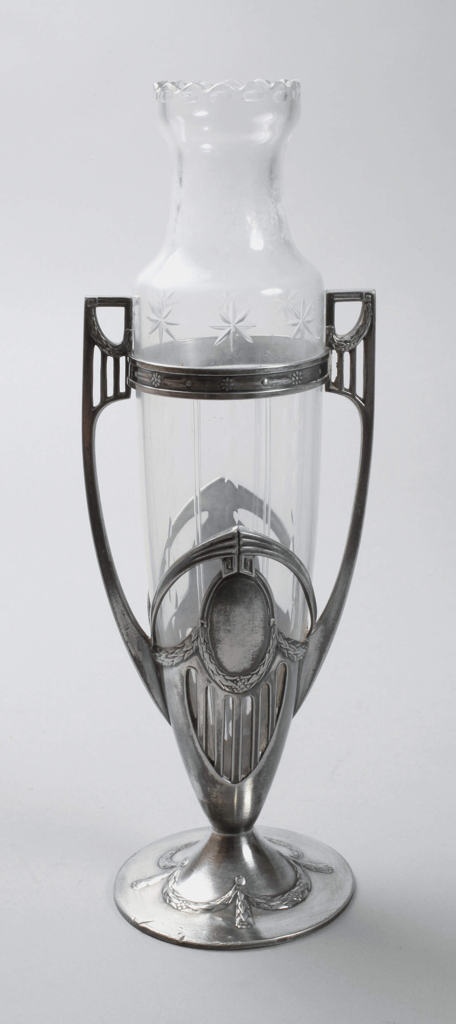 WMF Geislingen Vase mit Metallmontierung