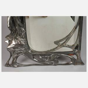Großer Jugendstil Tischspiegel mit Leuchte