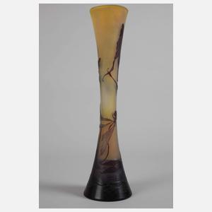 Vase Émile Gallé mit Libellendekor