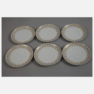 Ernst Wahliss fünf Tassen und sechs Untertassen