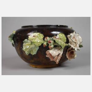 Großer Blütencachepot Barbotine-Technik