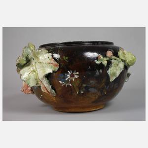 Großer Blütencachepot Barbotine-Technik