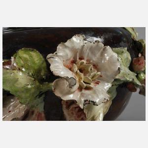 Großer Blütencachepot Barbotine-Technik