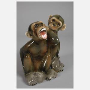 Goldscheider Wien "Zwei sitzende Affen"