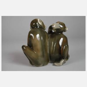 Goldscheider Wien "Zwei sitzende Affen"