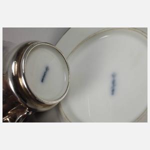 KPM Berlin Paar Mokkatassen Silberoverlay