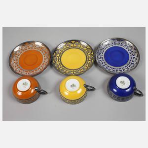 Rosenthal drei Mokkatassen Silberoverlay