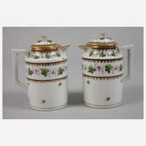 Alt-Wien Paar Kannen und Tasse Weinkranzdekor