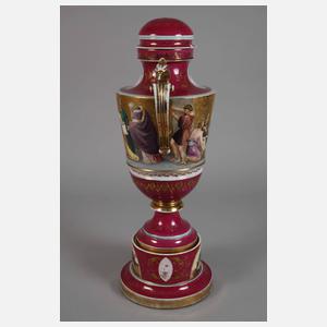 Böhmen Prunkvase mit Postament im Alt-Wiener Stil
