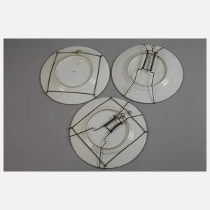 KPM Berlin drei Prunkteller Afrikanische Tierwelt