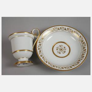 Meissen Biedermeiertasse mit Untertasse Golddekor