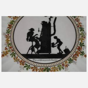 Meissen Fächerschale Silhouettenmalerei