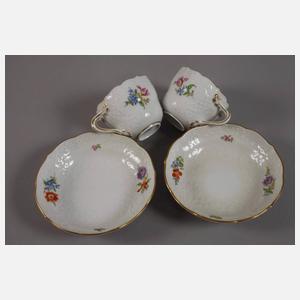 Meissen Konvolut Tassen und Schalen Blumenmalerei