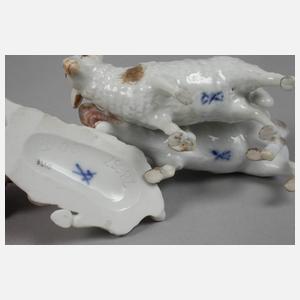 Meissen drei Miniatur-Huftiere
