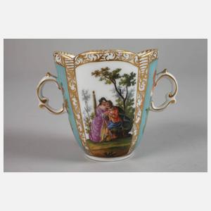 Potschappel Doppelhenkeltasse Figurenmalerei