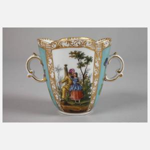 Potschappel Doppelhenkeltasse Figurenmalerei