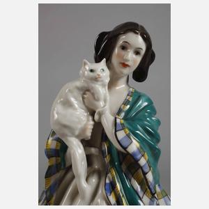 Schwarzburger Werkstätten "Dame mit Katze"