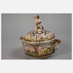 Thüringen Prunkterrine und Tasse Capodimonte-Stil