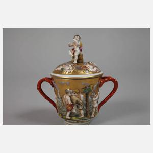 Thüringen Prunkterrine und Tasse Capodimonte-Stil