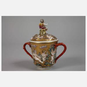 Thüringen Prunkterrine und Tasse Capodimonte-Stil