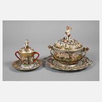 Thüringen Prunkterrine und Tasse Capodimonte-Stil111