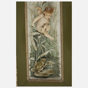 Volkstedt Reliefbild Amorette mit Frosch