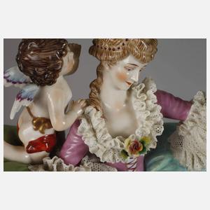 Volkstedt Rokokopaar mit Amorette