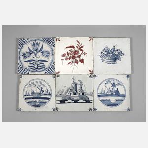 Sechs Fliesen Delft