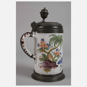 Erfurter Fayencewalzenkrug mit Chinoiserien