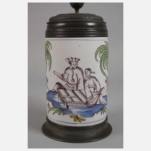 Erfurter Fayencewalzenkrug mit Chinoiserien