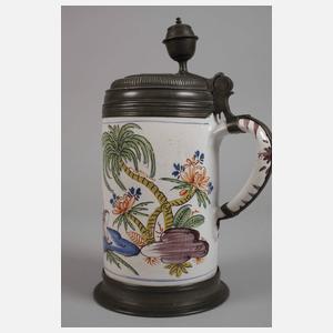 Erfurter Fayencewalzenkrug mit Chinoiserien