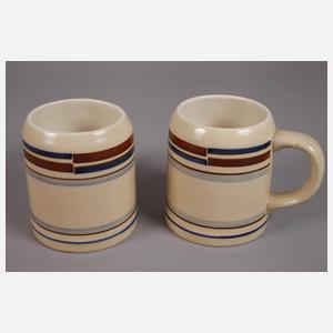 Sechs Bunzlauer Bierkrüge