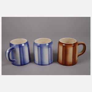 Sechs Bunzlauer Bierkrüge