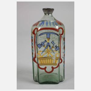 Alpenländische Schnapsflasche der Maurerinnung